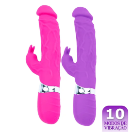 Vibrador Rabbit com Veias e Estimulador de Clitóris