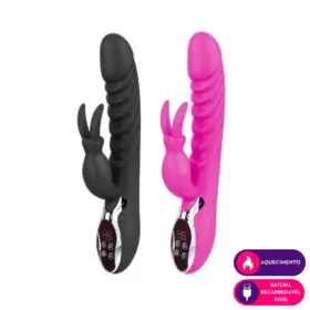 Vibrador F9 ponto G com estimulador clitoriano e aquecimento - PRETO